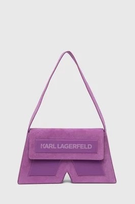 Zdjęcie produktu Karl Lagerfeld torebka zamszowa kolor fioletowy