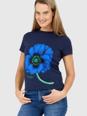 Zdjęcie produktu KENZO Granatowy t-shirt damski z niebieskim makiem