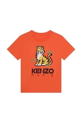Zdjęcie produktu Kenzo Kids t-shirt bawełniany dziecięcy kolor pomarańczowy z nadrukiem