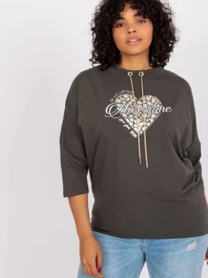 Zdjęcie produktu Khaki bluzka plus size z troczkami Aileen RELEVANCE