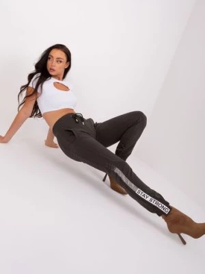 Zdjęcie produktu Khaki damskie spodnie dresowe z wiązaniem RELEVANCE