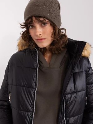 Zdjęcie produktu Khaki zimowa czapka z aplikacją