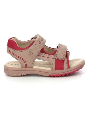 Zdjęcie produktu Kickers Skórzane sandały "Platino" w kolorze beżowo-czerwonym rozmiar: 29