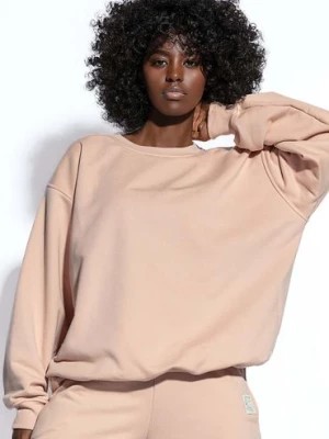 Zdjęcie produktu Klasyczna bluza dresowa z okrągłym dekoltem beżowa Fobya