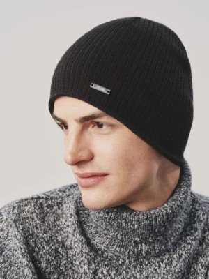 Zdjęcie produktu Klasyczna czarna czapka zimowa męska OCHNIK