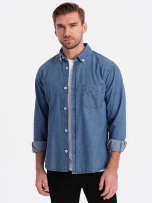 Zdjęcie produktu Klasyczna koszula męska jeansowa SLIM - niebieska OM-SHDS-0116
 -                                    L