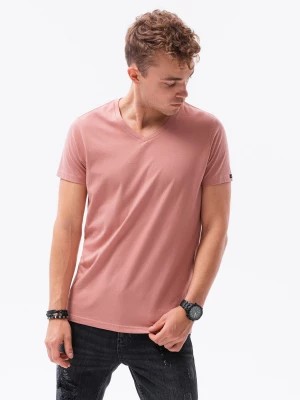 Zdjęcie produktu Klasyczna męska koszulka z dekoltem w serek BASIC - różowy V7 S1369
 -                                    M
