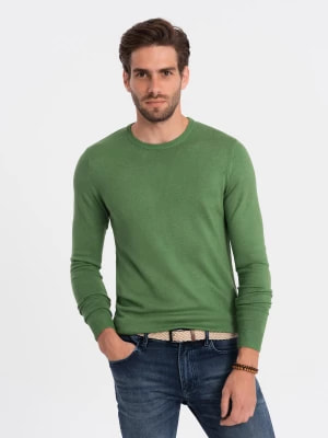 Zdjęcie produktu Klasyczny sweter męski z okrągłym dekoltem - zielony V13 OM-SWBS-0106
 -                                    XL