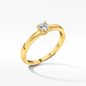 Zdjęcie produktu Klasyczny złoty pierścionek z brylantem