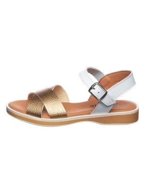 Zdjęcie produktu kmins Skórzane sandały w kolorze złoto-białym rozmiar: 26