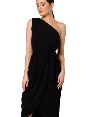Zdjęcie produktu Koktajlowa sukienka asymetryczna na jedno ramię czarna Makover
