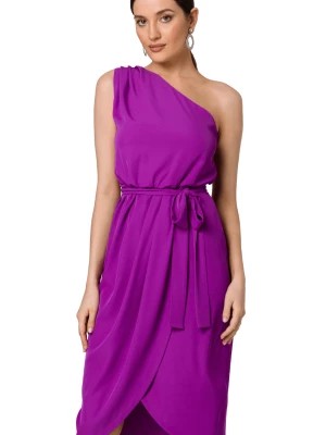 Zdjęcie produktu Koktajlowa sukienka asymetryczna na jedno ramię fioletowa Makover