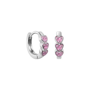 Zdjęcie produktu Kolczyki srebrne pokryte różową emalią - serca - Mini Mini - Biżuteria YES