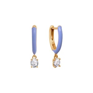 Zdjęcie produktu Kolczyki srebrne pozłacane pokryte niebieską emalią z cyrkoniami Biżuteria YES