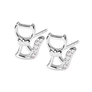 Zdjęcie produktu Kolczyki srebrne z cyrkoniami - koty - Mini Mini - Biżuteria YES