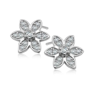 Zdjęcie produktu Kolczyki srebrne z cyrkoniami - kwiaty - Unique Unique - Biżuteria YES