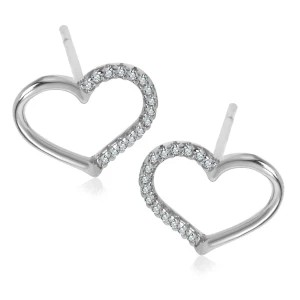 Zdjęcie produktu Kolczyki srebrne z cyrkoniami - serce - Unique Unique - Biżuteria YES