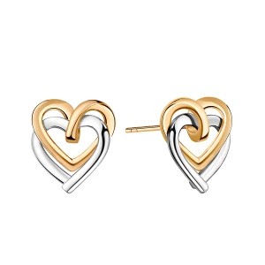 Zdjęcie produktu Kolczyki z dwukolorowego złota - serca Biżuteria YES