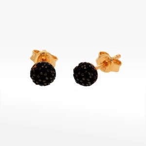 Zdjęcie produktu Kolczyki ze złota kulki z czarnymi cyrkoniami
