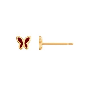 Zdjęcie produktu Kolczyki złote pokryte czerwoną emalią - motyle - Mini Mini - Biżuteria YES