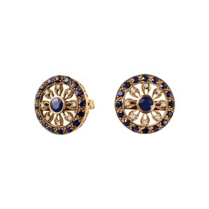 Zdjęcie produktu Kolczyki złote z szafirami i diamentami - Kolekcja Wiktoriańska Wiktoriańska - Biżuteria YES