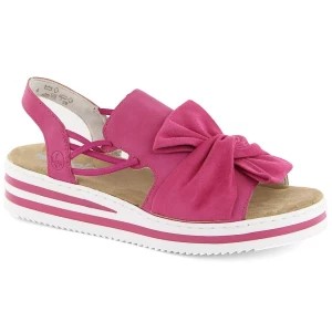 Zdjęcie produktu Komfortowe sandały damskie na platformie wsuwane fuksja Rieker V0256-31 różowe