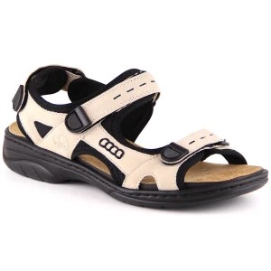 Zdjęcie produktu Komfortowe sandały damskie sportowe na rzepy beżowe Rieker 64582-60 beżowy
