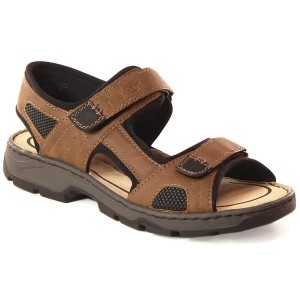 Zdjęcie produktu Komfortowe sandały męskie na rzepy brązowe Rieker 26156-25
