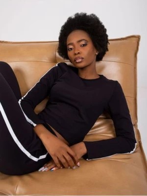 Zdjęcie produktu Komplet damski z lampasami bluza + dresy - czarne RUE PARIS