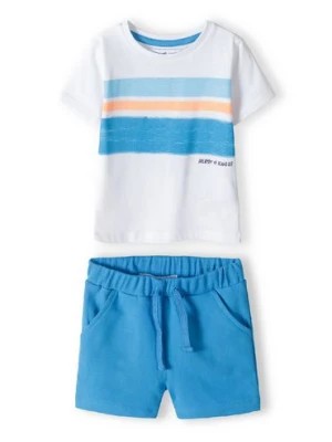 Zdjęcie produktu Komplet dla niemowlaka -biały t-shirt + niebieskie spodenki Minoti