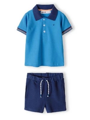 Zdjęcie produktu Komplet dla niemowlaka- niebieska bluzka polo + granatowe szorty Minoti