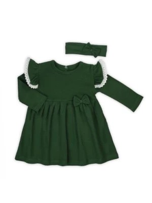 Zdjęcie produktu Komplet dziewczęcy sukienka i opaska zielony Nicol