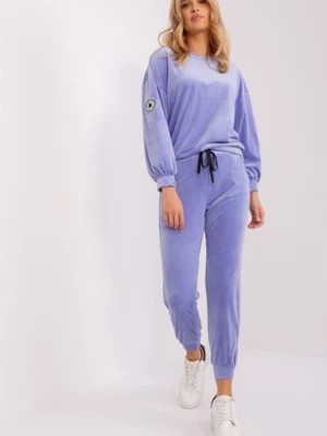 Zdjęcie produktu Komplet welurowy ze spodniami jasny fioletowy Italy Moda