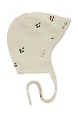 Zdjęcie produktu Konges Sløjd czapka bawełniana niemowlęca kolor beżowy z cienkiej dzianiny bawełniana