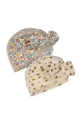 Zdjęcie produktu Konges Sløjd czapka niemowlęca 2-pack kolor niebieski z cienkiej dzianiny
