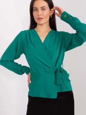 Zdjęcie produktu Kopertowa bluzka wizytowa z wiązaniem ciemny zielony