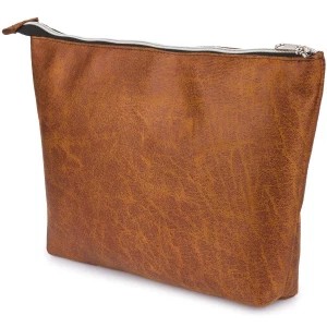 Zdjęcie produktu Kosmetyczka podróżna organizer do torby duża pojemna saszetka koniakowa brązowy, beżowy Merg