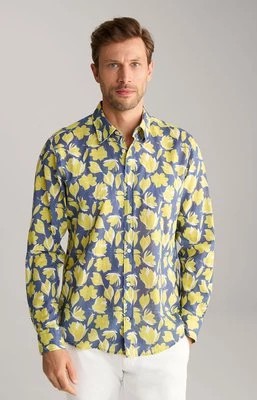 Zdjęcie produktu Koszula bawełniana Hanson w kolorze ciemnoniebieskim/żółtym we wzór Joop