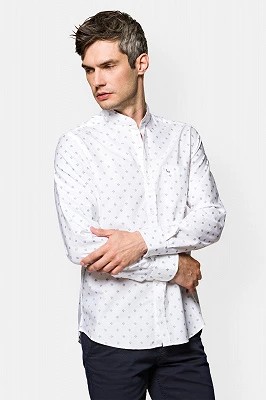 Zdjęcie produktu Koszula Biała Bawełniana ze Stójką w Kwiaty Theo Lancerto