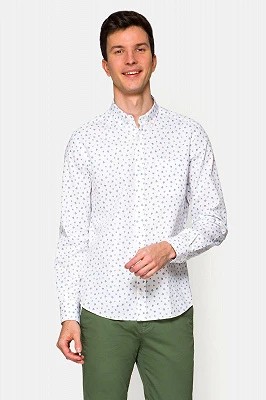 Zdjęcie produktu Koszula Biała Bawełniana w Kwiaty Carter Lancerto