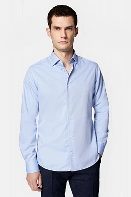Zdjęcie produktu Koszula Błękitna Bawełniana w Jodełkę Elim Lancerto