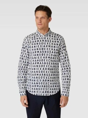 Zdjęcie produktu Koszula casualowa o kroju slim fit ze wzorem z logo na całej powierzchni model ‘ZNEAZ’ Armani Exchange