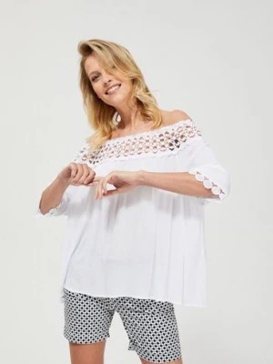 Zdjęcie produktu Koszula damska hiszpanka z haftem biała Moodo