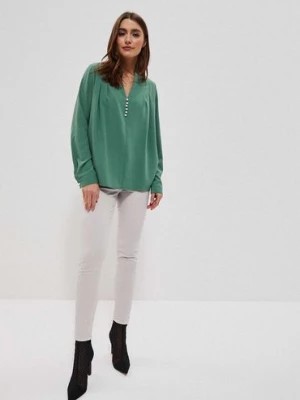 Zdjęcie produktu Koszula damska z ozdobną aplikacją - zielona Moodo