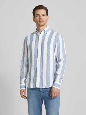 Zdjęcie produktu Koszula lniana o kroju regular fit ze wzorem w blokowe pasy Gant