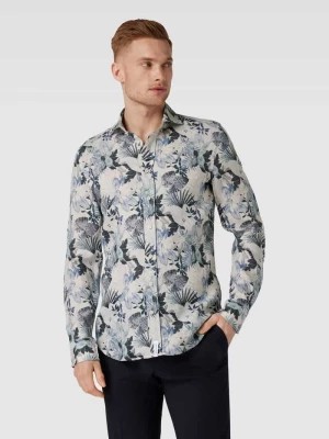 Zdjęcie produktu Koszula lniana o kroju slim fit z kwiatowym nadrukiem na całej powierzchni model ‘Hugh’ BALDESSARINI