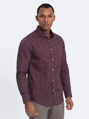 Zdjęcie produktu Koszula męska bawełniana we wzory SLIM FIT - bordowa V5 OM-SHCS-0151
 -                                    M