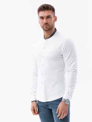 Zdjęcie produktu Koszula męska dzianinowa z długim rękawem - biała V1 K542
 -                                    L