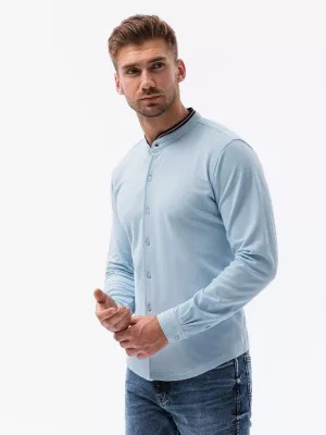 Zdjęcie produktu Koszula męska dzianinowa z długim rękawem - błękitna V3 K542
 -                                    XL