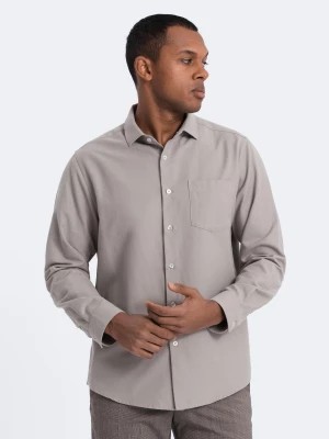 Zdjęcie produktu Koszula męska z kieszenią REGULAR FIT - szara V1 OM-SHCS-0148
 -                                    L
